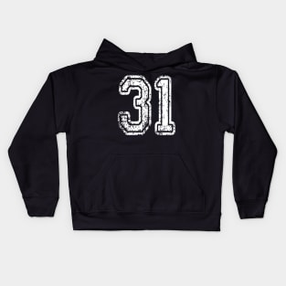 Number 31 Grungy in white Kids Hoodie